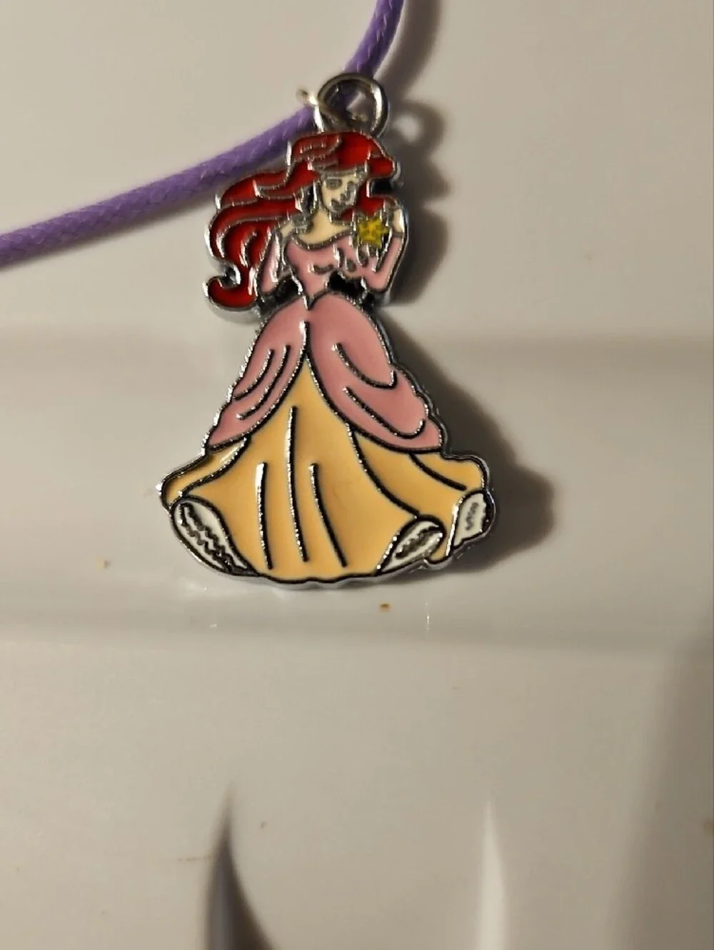 Purple Cord Princess Pendant Necklace - Unbranded